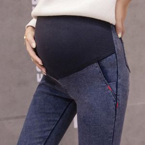 968 # Gewassen Super Stretch Denim Moederschap Broek Herfst Lente Skinny Potlood Jeans Voor Zwangere Vrouwen Zwangerschap Buik Broek