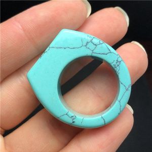 Natuurlijke kristal gegraveerd ring retro crystal bead charm open hamer ring manchet voor mannen en vrouwen