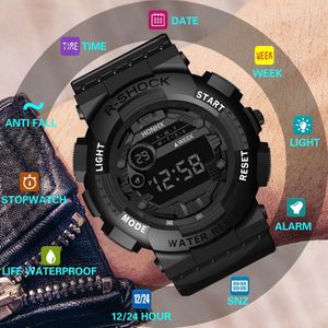 Zakelijke Horloge Mannen Top Heren Outdoor Sport Digitale Led Klok Siliconen Band Horloges Relogio Masculino & 50