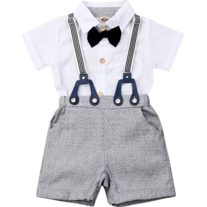 Baby Baby Jongens Gentleman Kleding Sets Korte Mouwen Tops Romper Bib Broek Outfits Set