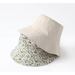 Foux Bucket Women Summer Thin Wear On Both Sides Pure Color Uv Protection Floral Patterns Protect Wind Japanese Style