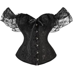 Off Shoulder Corset Effen Korsetten Bovenborst Korset Bustier Sexy Lolita Vrouwen Meisje Uitloper Taille Afslanken Kant Ruches Gorset