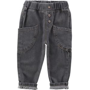 Jeans Kinderen Zwarte Jeans Kinderen Straight Casual Effen Kleur Jeans Baby Speciale Zakken Baby Kleding