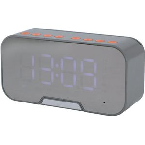 Bluetooth Speaker Met Fm Radio Led Spiegel Wekker Subwoofer Muziekspeler Snooze Desktop Klok Draadloze