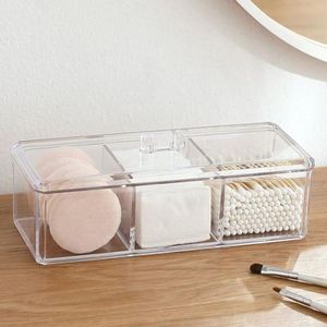 Transparante Cosmetische Opbergdoos Make Organisator Drie-Kleur Wattenstaafje Wattenschijfje Opbergdoos Desktop Acryl Materiaal