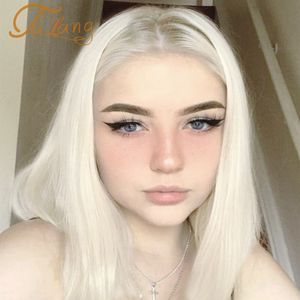 Talang Blonde Lace Front Pruik Dames Synthetische Lange Rechte Haar Pruik Roze Zwart Wit Ombre Grijs Bruin Cosplay Pruik