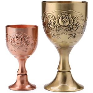 1Pcs Vintage Middellandse Zee Beker 40/120Ml Drinkware Delicate Koper Handgemaakte Graveren Bloem Patroon Wijn Glas Drinkware