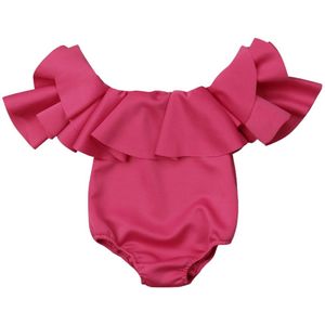 0-12M Baby Pasgeboren Baby Meisje Ruches Romper Prinses Off Shoulder Solid Jumpsuit Zomer Meisjes Kostuums