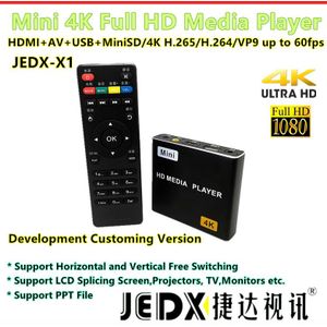 Jedx X1 Mini 4K Full HD1080P Media Speler Met Sd/Usb/Hdmi Av/Auto Playsupport 4K Uhk H.265/H.264/VP9 Tot 60fps