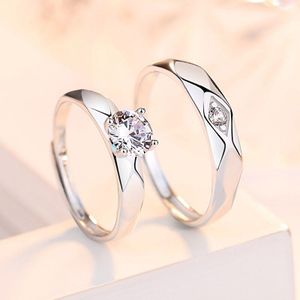 Mode Trouwringen Real 925 Sterling Zilveren Ringen Zirkoon Boor Ring Paar Sieraden Ringen Valentine Noble Ringen Voor Lover