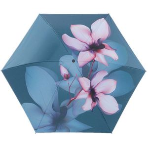 Ultra Light 200G Magnolia Bloem Regen Parasol Voor Vrouwen Draagbare 3-Fold Potlood Paraplu Prachtige Schilderij Uv paraplu