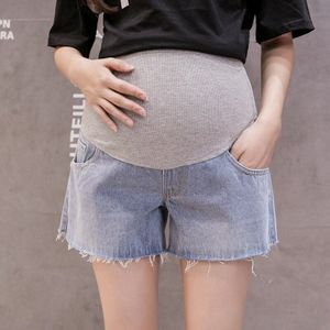 Zomer Moederschap Korte Jeans Katoen Buik Mode Pocket Shorts Hoge Taille Broek Voor Zwangerschap Vrouwen Zwangere Denim Jean