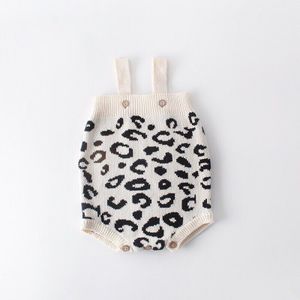Brand Baby Jassen Pasgeboren Baby Meisje Luipaard Print Winter Warm Jumper Vest Knop Lange Mouw Gebreide