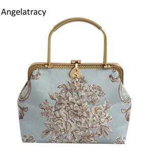 Angelatracy Jacquard Luxe Handtassen Vrouwen Tassen Retro Vrouwen Messenger Bags Handtas Lady Silver bolsa feminina