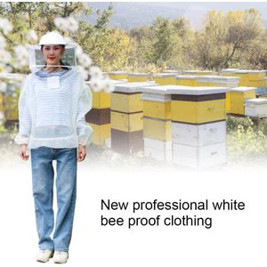 Bijenteelt Pak Outfit Met Afneembare Sluier Kap Voor Bee Keepers Wit Mesh Werkkleding Elastische
