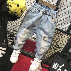 Vintage Gat Kinderen Cowboy Broek Mode Vouw Baby Jongens Jeans Lente High-End Ademend Katoen Kids Jongens Ripped Denim broek