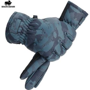 Bison Denim Mannen Handschoenen Dikker Winddicht Waterdicht Ski Handschoenen Voor Mannen Touch Screen Warme Winter Handschoenen S061