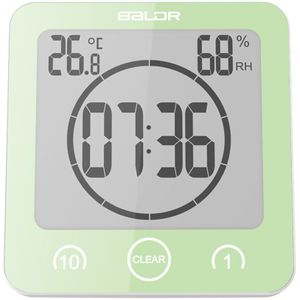 Baldr Lcd Digitale Waterdichte Water Spatten Badkamer Wandklok Douche Klokken Timer Temperatuur Vochtigheid Keuken Wasruimte Timers