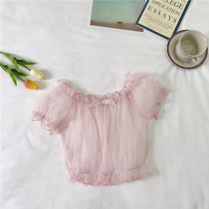 Leuke Lolita Blouse Chiffon Shirt Off Shoulder Top Kawaii Gothic Loli Jurk Kleding Collocatie Ondergoed Pofmouwen BL4352