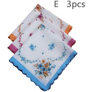 3Pcs Katoen Wit Gedrukt Zakdoek Vrouw Handdoek Bloemen Zakdoeken Voor Uitje Gebruik Zachte Zweetabsorberende Cadeaus Voor Dames