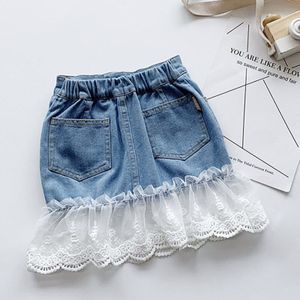 Meisje Rokken Baby Meisje Kleding Zomer Schattige Kids Peuter Denim Rok Knop Kant Jeans Rok Culottes Korte Meisjes