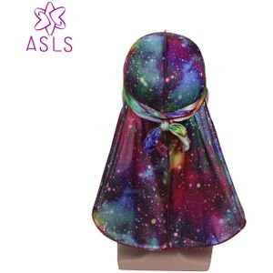 Galactische Galaxy Star Patronen Silky Durag Tulband Hoed Pruiken Durags Doo Rag Headwrap Biker Piraat Hoed haaraccessoires