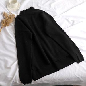 Losse Trui Vrouwen Trui Casual Coltrui Lange Mouwen Chic Oversized Gebreide Trui Vrouwelijke Jumpers Split Side Top