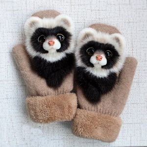 3D Kat Pluche Dikke Meisjes Baby Handschoenen Leuke Fox Cartoon Handschoenen Voor Kids Boy Winter Warm Kostuum Accessoires