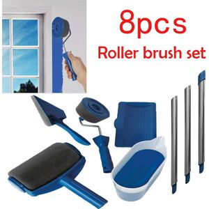 8Pcs Multifunctionele Verf Runner Roller Kit Pro Corner Borstel Huishoudelijke Kantoor Muur Versieren Diy Handvat Schilderij Set Gereedschap Rollers