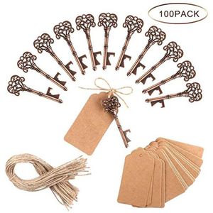 100 Pcs Retro Bruiloft Sleutel Flesopener Bier Flesopener voor Gast Verjaardagen Bruiloft Gunsten Rustieke Antieke Decor