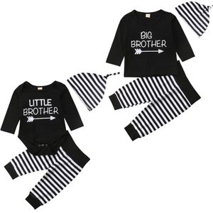 Herfst Pasgeboren Baby Jongens Weinig Grote Broer Baby Boy Romper T-shirt Broek 3 stks Familie Bijpassende Outfits
