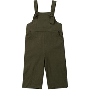 Peuter Kid Baby Meisjes Zomer Overalls Geknoopt Strappy Effen Kleur Linnen Bretels Lange Broek Kleding 1-6 T