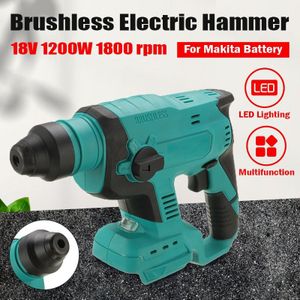 18V Multifunctionele Elektrische Hamer Klopboormachine Cordless Hamer Boor Led Verlichting Oplaadbare Voor Makita Batterij Power Tools