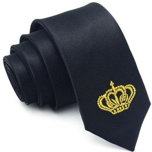 Mode Mannen Skinky Tie Gouden Zilveren Kroon Borduurwerk Slanke Zwart 5 Cm Lui Zip Party Stropdas Casual Wedding Tie heren