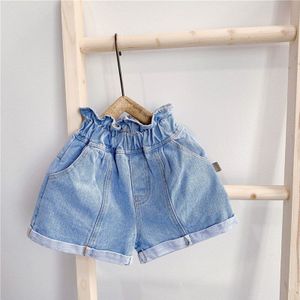 Denim Shorts Meisjes Kleding Hoge Taille Jeans Shorts Pure Blauwe Denim Broek Zomer Katoen Ongedwongen Losse Korte Jeans mode