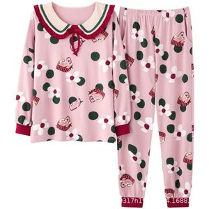 Mooie Cartoons Vrouwen Nachtkleding Ronde Hals Slaap Slijtage Vrouwen Voorjaar Pure Katoen Student Homewear Lange Mouw Pyjama Vrouwen