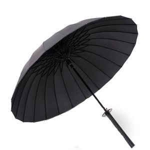 Zwarte Paraplu Rechte Zwaard Lange Handvat Katana Band Lange Ninja Japanse Winddicht Regen Paraplu 장우산