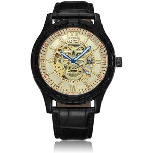 Luxe Gouden Schedel Horloges Heren Skeleton Horloges Sewor Automatische Self-Wind Mechanische Horloges Klok Relogio Masculino