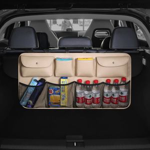 Leepee Kofferbak Organisator Pu Lederen Auto Achterbank Opbergtas Multi Opknoping Netten Pocket Auto Opbergen Opruimen Auto styling