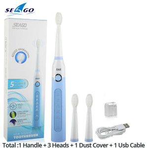Seago SG-507 Sonic Elektrische Tandenborstel Volwassen Timer Borstel Usb Oplaadbare Elektrische Tandenborstels Met 3Pc Vervanging Borstelkop