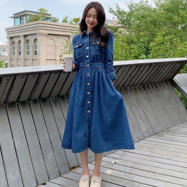 Denim jurk lange mouw sale