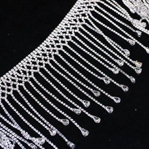 Shining handgemaakte strass ketting trim voor vrouwen trouwjurk kristal kwastje applique voor kledingstuk sieraden DIY