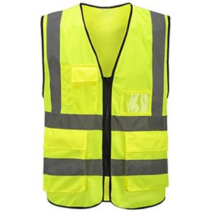 ) Multi-Pocket Reflecterende Vest Riding Verkeer Vest Veiligheid Railway Kolen Mijnwerkers Uniform Vest Ademend Reflecterende Vest