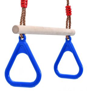 Kinderen Houten Trapeze Swing Bar Met Plastic Gym Ringen Fitness Speelgoed Schommel Touw Seat Tuin Speelgoed Schommels Pull Up Ring outdoor