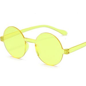Vintage Zwarte Ronde Zonnebril Vrouwen Zonnebril Vrouwelijke Randloze Jelly Transparante Kleur Spiegel Oculos De Sol