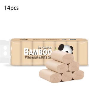 14 Rolls Natuurlijke Bamboe Pulp Papierrol Toiletpapier 4 Layer Verdikte Sterke