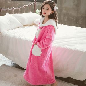 Winter Kids Flanellen Pyjama Voor Meisjes Nachtkleding Kerst Prinses Dikke Fleece Pyjama Tieners Meisje Warme Fleece Maxi Nachthemd