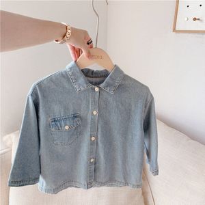 5010 Classic Kinderen Denim Blouses Meisjes Jongens Denim Blouse Shirts Uitloper Jas Kleding Casual Shirt Tops