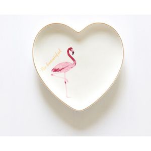 Ins Creatieve Flamingo Plaat Keramische Porselein Hartvormige Gebak Schotel Spaghetti Platen Fruit Schotel Thuis Servies Servies