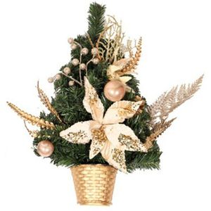 Kerst Creatieve Kleine Boom Gouden Pot Bodem Half Groene Dennennaalden Decoratieve Boom Kerstversiering